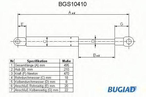 BUGIAD BGS10410 Газова пружина, кришка багажника