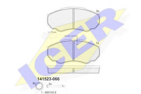 ICER 141523 Комплект гальмівних колодок, дискове гальмо