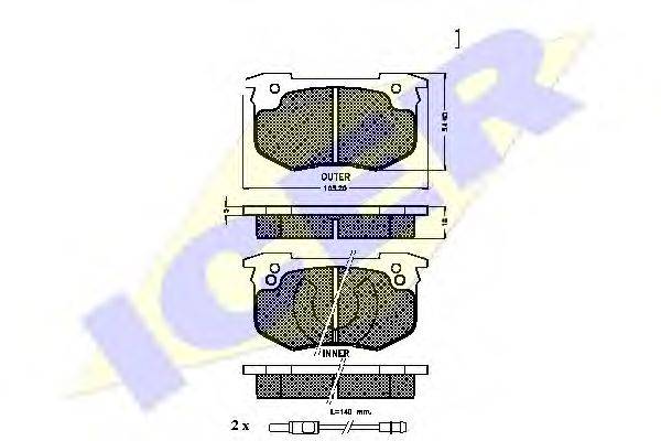 ICER 180394 Комплект гальмівних колодок, дискове гальмо