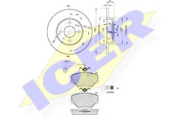 ICER 307293465 Комплект гальм, дисковий гальмівний механізм