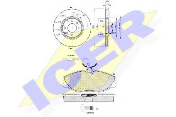 ICER 311087406 Комплект гальм, дисковий гальмівний механізм
