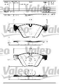 VALEO 601283 Комплект гальмівних колодок, дискове гальмо