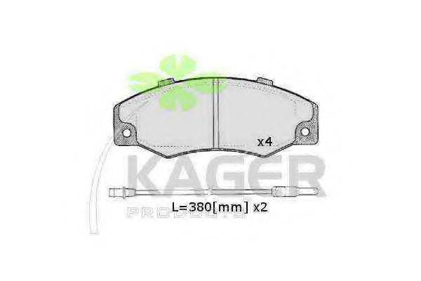 KAGER 350038 Комплект гальмівних колодок, дискове гальмо