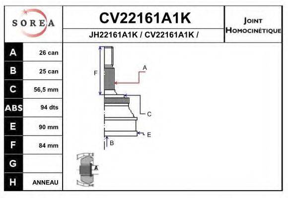 EAI CV22161A1K Шарнірний комплект, приводний вал
