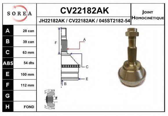 EAI CV22182AK Шарнірний комплект, приводний вал