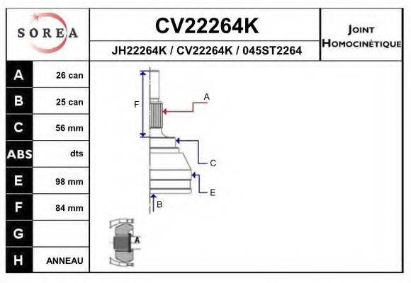 EAI CV22264K Шарнірний комплект, приводний вал