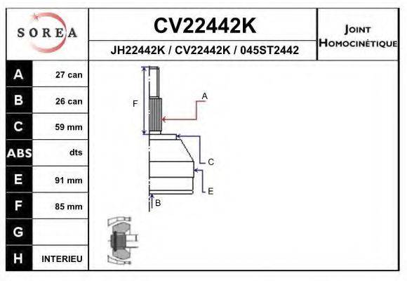 EAI CV22442K Шарнірний комплект, приводний вал