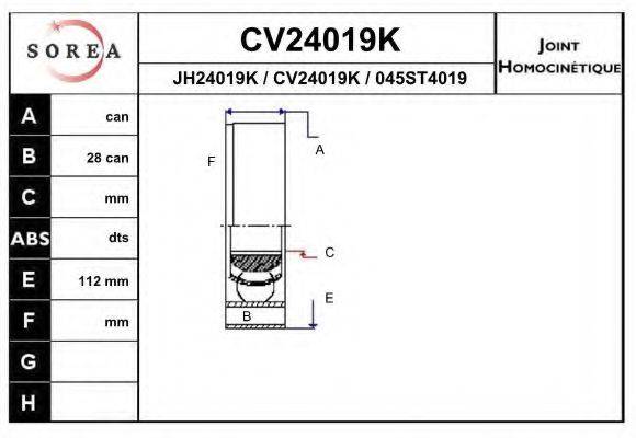 EAI CV24019K Шарнірний комплект, приводний вал