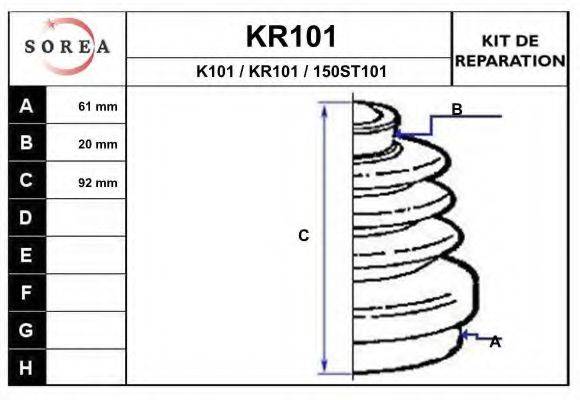 EAI KR101 Комплект пильника, приводний вал