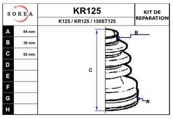 EAI KR125 Комплект пильника, приводний вал