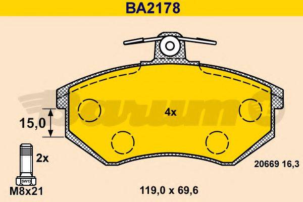 BARUM BA2178 Комплект гальмівних колодок, дискове гальмо