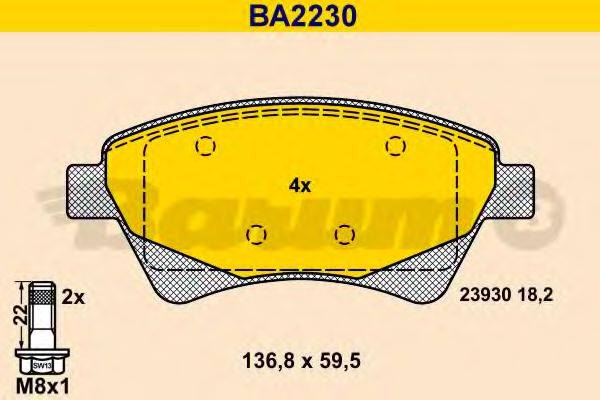 BARUM BA2230 Комплект гальмівних колодок, дискове гальмо