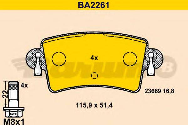 BARUM BA2261 Комплект гальмівних колодок, дискове гальмо