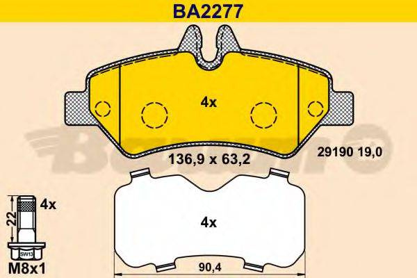 BARUM BA2277 Комплект гальмівних колодок, дискове гальмо