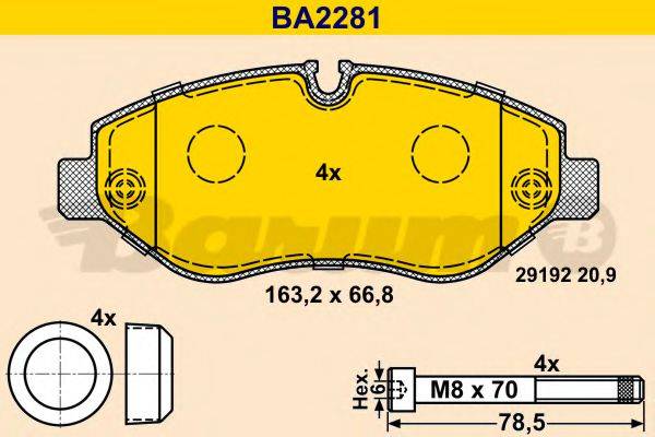 BARUM BA2281 Комплект гальмівних колодок, дискове гальмо