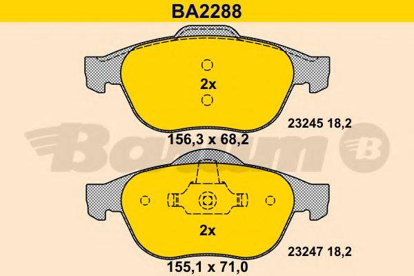 BARUM BA2288 Комплект гальмівних колодок, дискове гальмо
