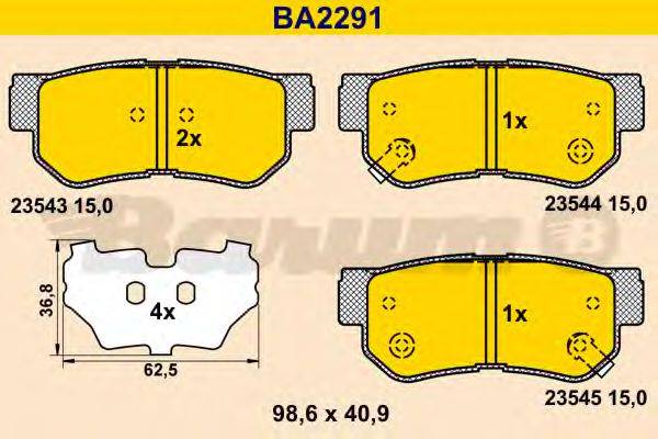 BARUM BA2291 Комплект гальмівних колодок, дискове гальмо