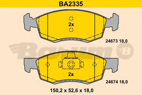 BARUM BA2335 Комплект гальмівних колодок, дискове гальмо