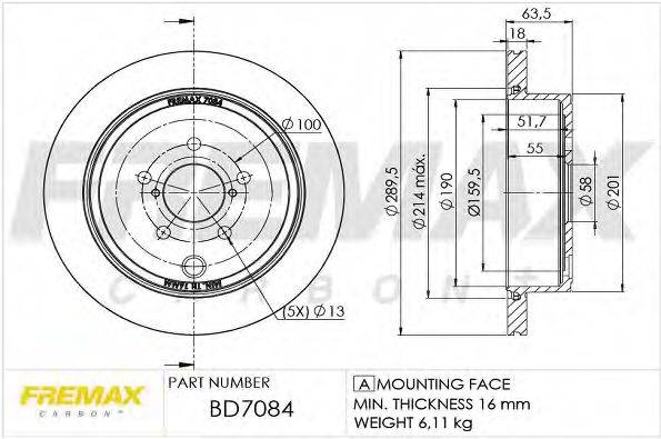 FREMAX BD7084 гальмівний диск
