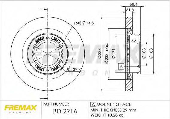 FREMAX BD2916 гальмівний диск