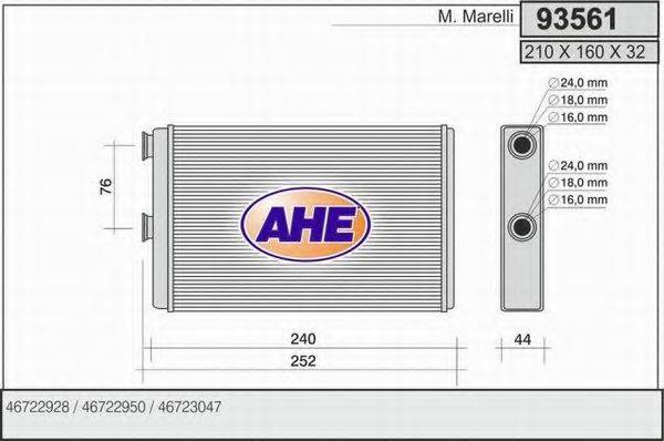 AHE 93561 Теплообмінник, опалення салону