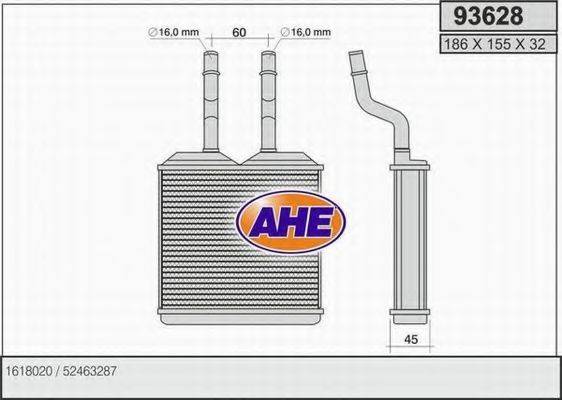 AHE 93628 Теплообмінник, опалення салону