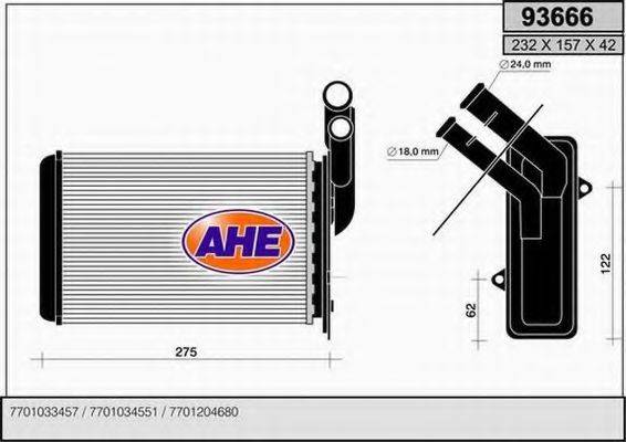 AHE 93666 Теплообмінник, опалення салону