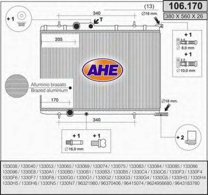 AHE 106170 Радіатор, охолодження двигуна