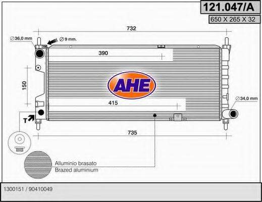 AHE 121047A Радіатор, охолодження двигуна