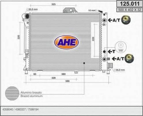AHE 125011 Радіатор, охолодження двигуна