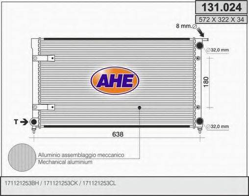 AHE 131024 Радіатор, охолодження двигуна