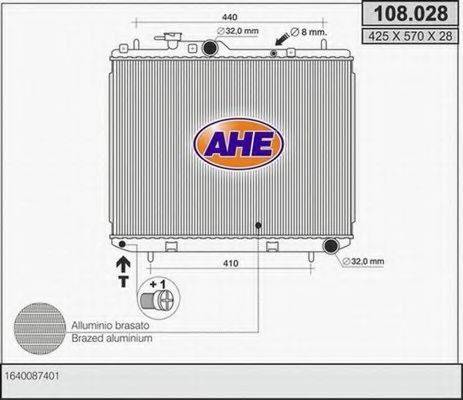 AHE 108028 Радіатор, охолодження двигуна