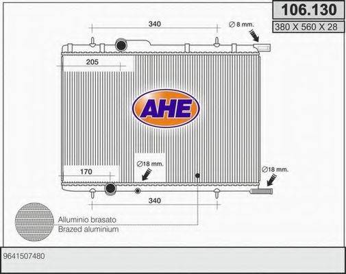 AHE 106130 Радіатор, охолодження двигуна
