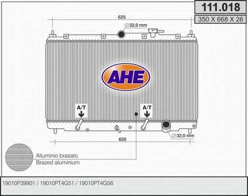 AHE 111018 Радіатор, охолодження двигуна