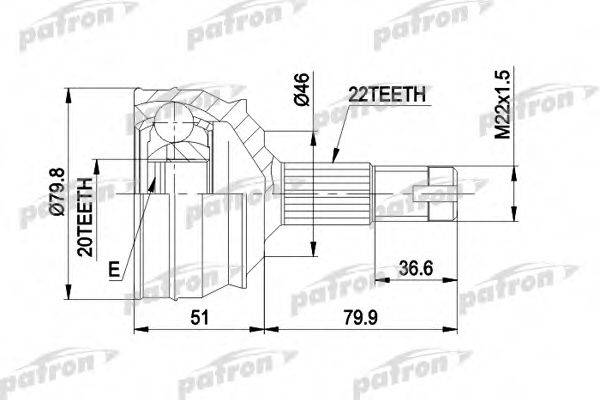 PATRON PCV1013 Шарнірний комплект, приводний вал