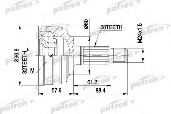 PATRON PCV1131 Шарнірний комплект, приводний вал