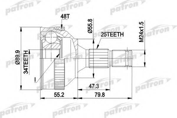 PATRON PCV1176 Шарнірний комплект, приводний вал