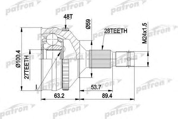 PATRON PCV1180 Шарнірний комплект, приводний вал