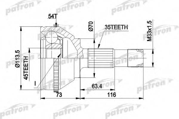 PATRON PCV1236 Шарнірний комплект, приводний вал