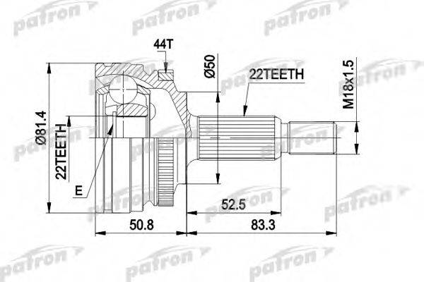 PATRON PCV1272 Шарнірний комплект, приводний вал