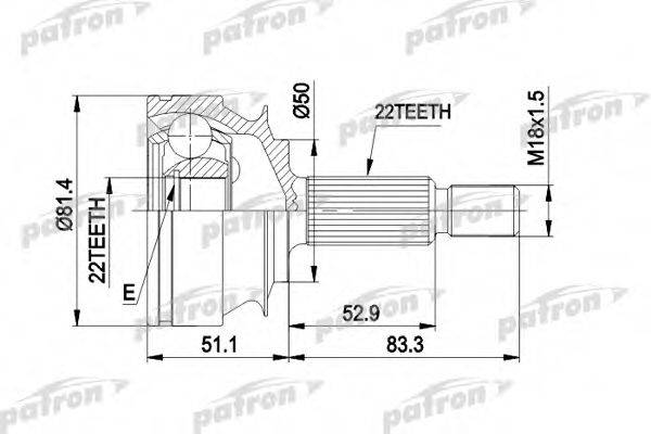 PATRON PCV1273 Шарнірний комплект, приводний вал
