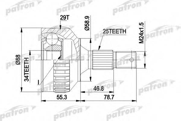 PATRON PCV1292 Шарнірний комплект, приводний вал