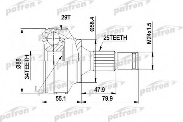 PATRON PCV1302 Шарнірний комплект, приводний вал