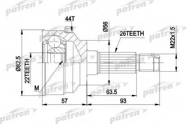 PATRON PCV1398 Шарнірний комплект, приводний вал