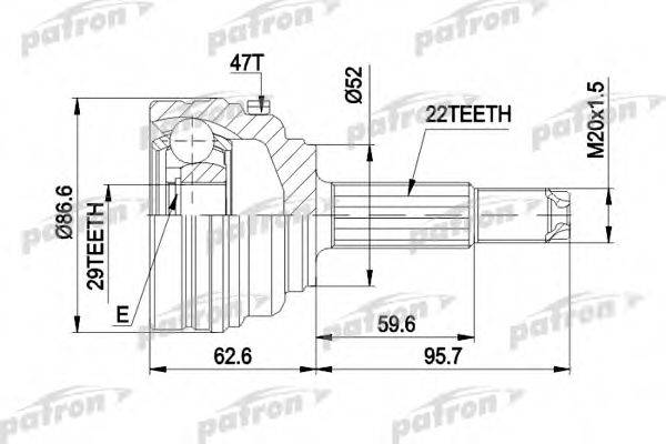 PATRON PCV1401 Шарнірний комплект, приводний вал