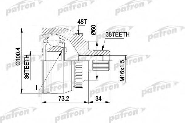 PATRON PCV1444 Шарнірний комплект, приводний вал