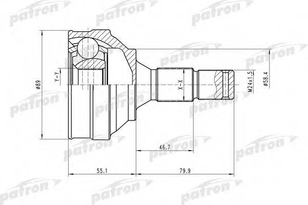 PATRON PCV1446 Шарнірний комплект, приводний вал