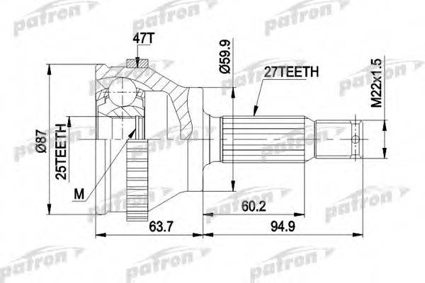 PATRON PCV1617AL Шарнірний комплект, приводний вал