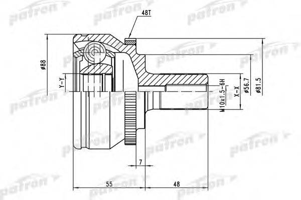 PATRON PCV3560 Шарнірний комплект, приводний вал