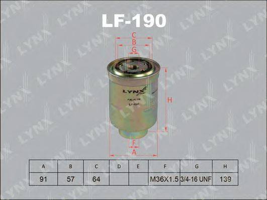 LYNXAUTO LF190 Паливний фільтр